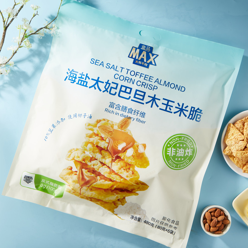 盒马MAX 海盐太妃巴旦木玉米脆 480g