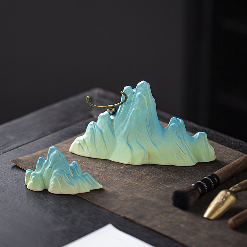 假山摆件新中式禅意摆设桌面鱼缸造景文创装饰品只此青绿千里江山,淘宝优惠券,粉丝福利购,淘宝优惠卷