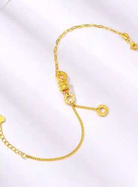 新款黄金色手链女双层链18k金