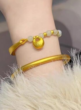 金店同款黄金色小胖福半镯手链女