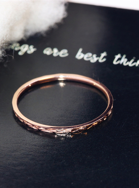 玫瑰金印花钛钢情侣礼物尾戒