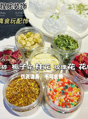 丸子手作diy 仿真食玩捏捏乐 玫瑰干花 海苔碎 桂花 茉莉花 杏仁