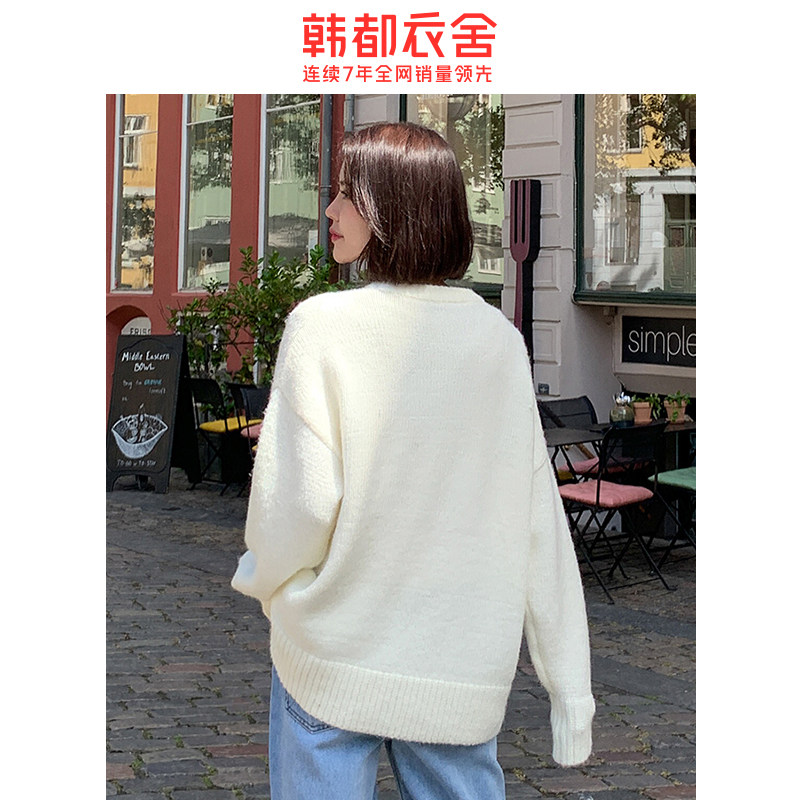 韩都衣舍2020秋装新款韩版宽松豹纹 韩都衣舍敏丽毛针织衫