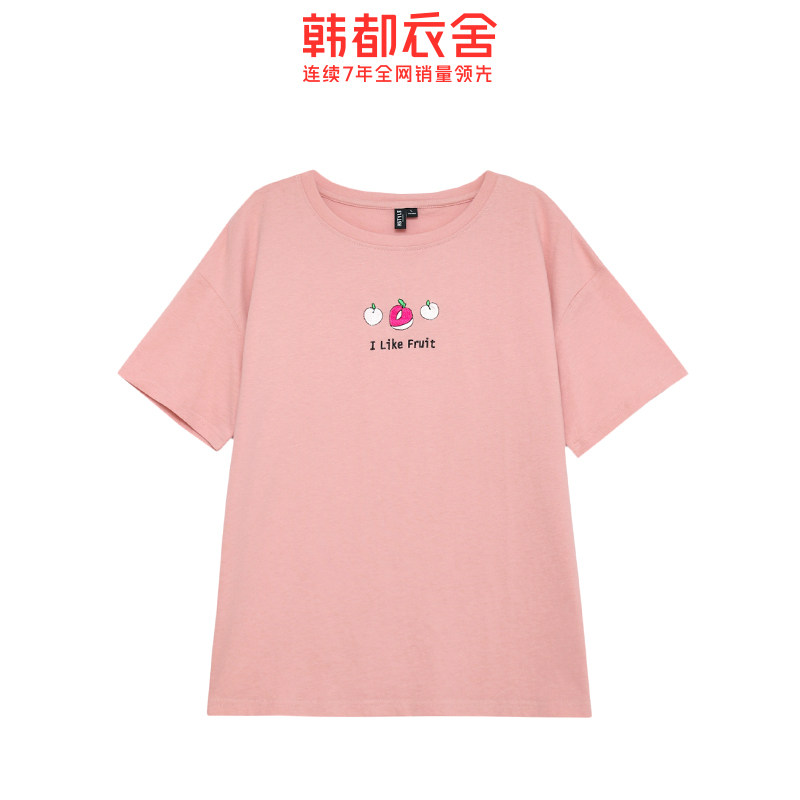 韩都衣舍2020夏装新款韩版刺绣t恤 韩都衣舍雨薇T恤