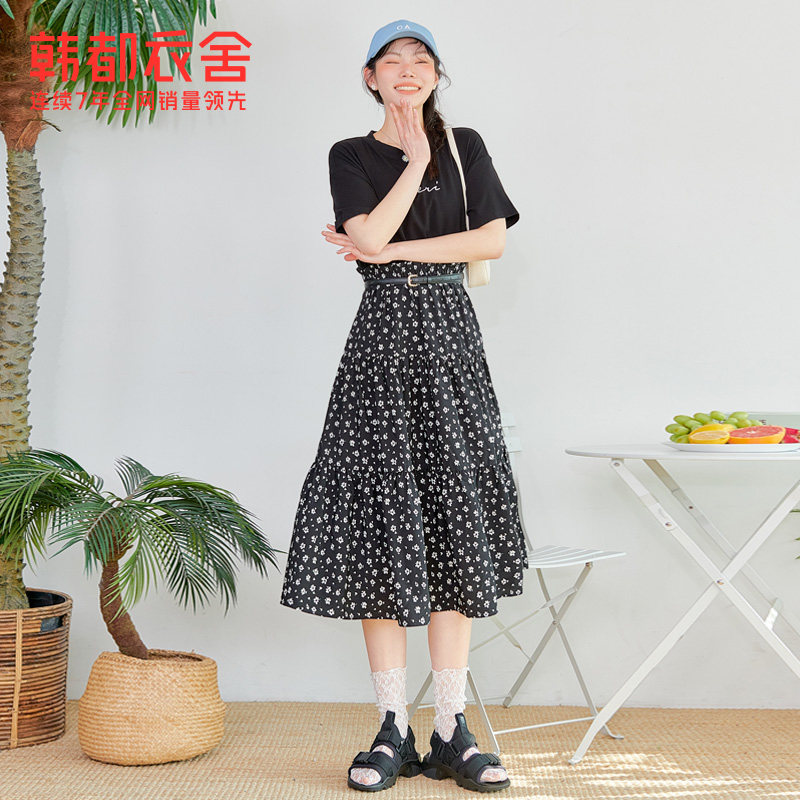 韩都衣舍拼接假两件格纹2022连衣裙 韩都衣舍连衣裙