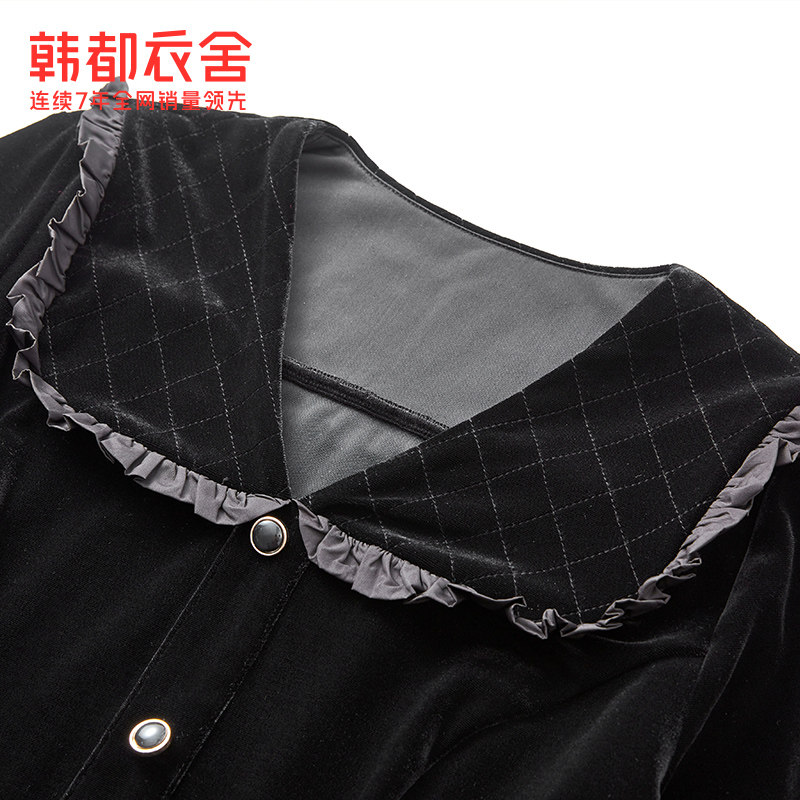 韩都衣舍丝绒女2022春装新款连衣裙 韩都衣舍连衣裙