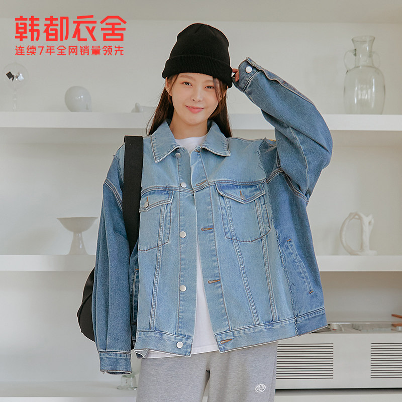 韩都衣舍宽松拼接牛仔2022短外套 韩都衣舍短外套