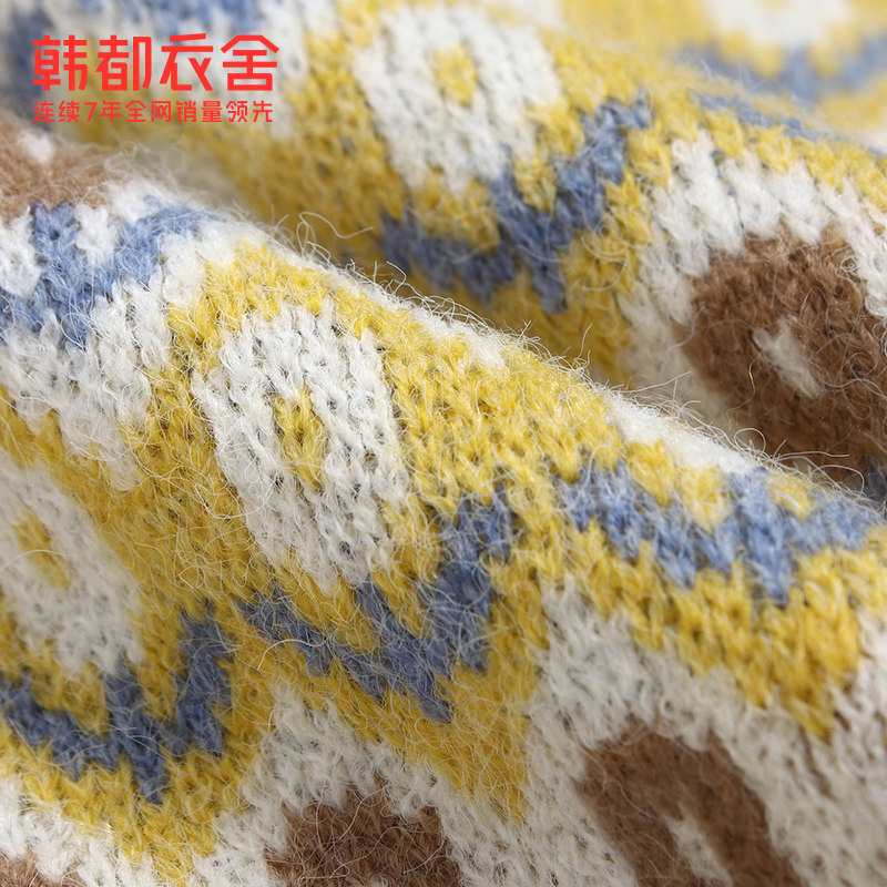 韩都衣舍2020秋季新款圆领宽松毛衣 韩都衣舍锦鑫通达毛针织衫