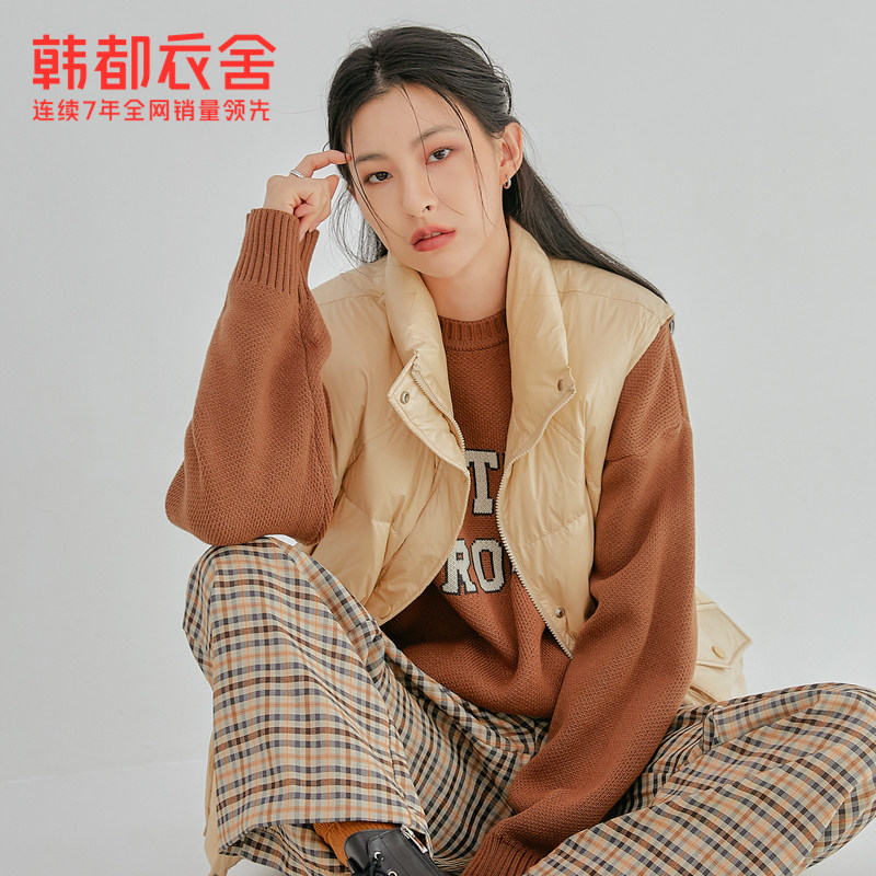 韩都衣舍冬装新款宽松口袋羽绒马甲 韩都衣舍马夹