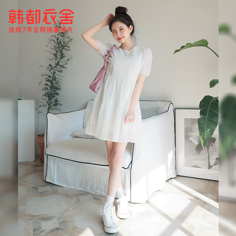 韩都衣舍泡泡袖女2022夏童趣连衣裙 韩都衣舍连衣裙