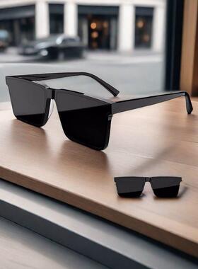 太阳眼镜潮高级感ins韩版方框大脸眼镜开 车男士专用偏光痞帅太阳