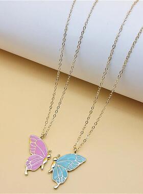 闺蜜小挂件二人闺蜜项链女二人款友谊项链好朋友项链一对滴油蝴蝶