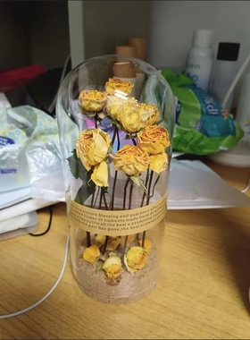 干花摆件成品永生真花玻璃罩植物标本情人圣诞母亲节生日创意礼物