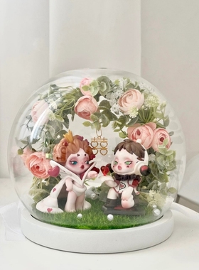 新婚展示盒玻璃罩手工DIY泡泡玛特手办结婚礼物送姐妹闺蜜摆台件