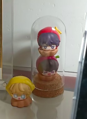 叠叠乐收纳盒崩铁吧唧可爱世界之外手办公仔盲盒防尘玻璃罩软木塞