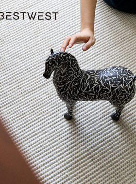 轻奢招财马年摆件办公室客厅玄关