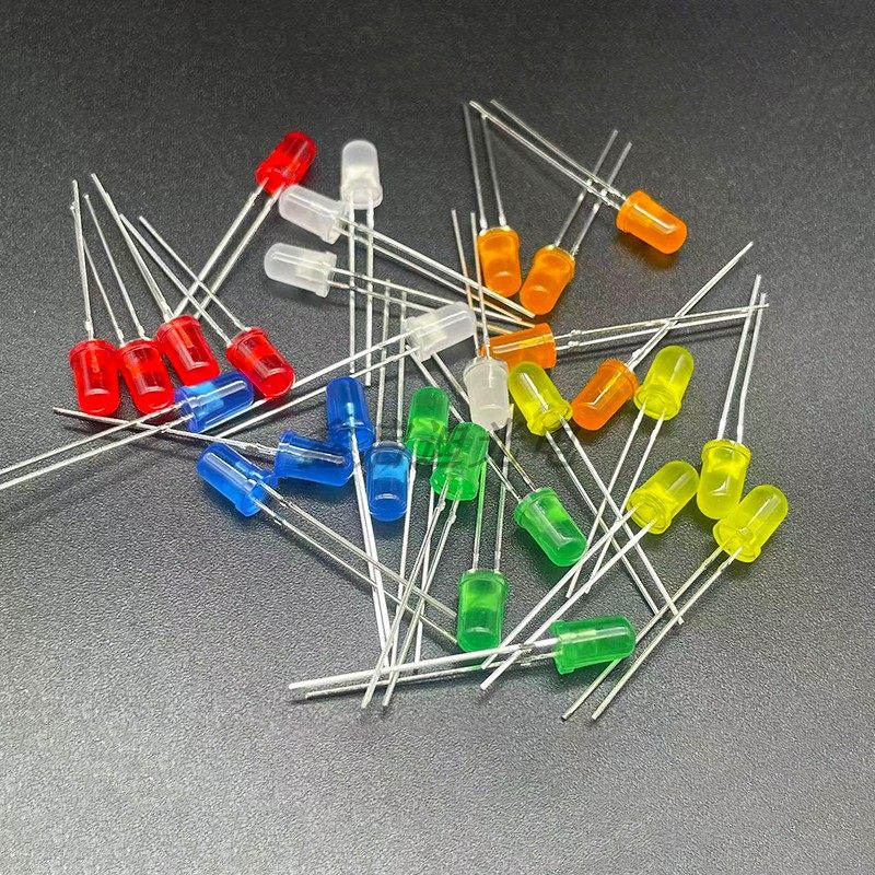 高亮F5MM圆头带色雾状有边红橙黄绿蓝白粉七彩 LED发光二极管灯珠,淘宝优惠券,粉丝福利购,淘宝优惠卷