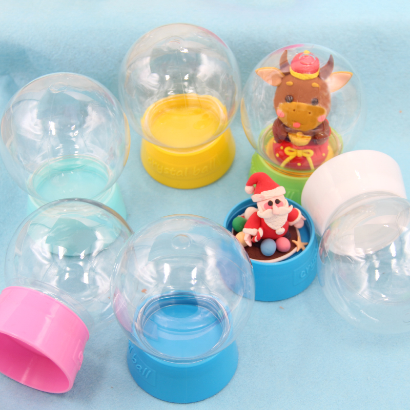 水晶球瓶LED球形储物罐圆型塑料瓶水晶灯罩diy手办玩偶防尘罩 - 图0
