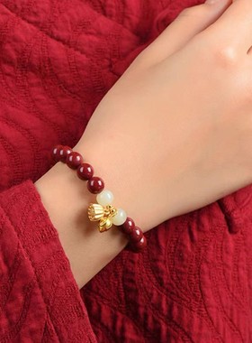 普陀山求子手链莲蓬朱砂手串送子观音好孕饰品多子多福礼物吉祥物