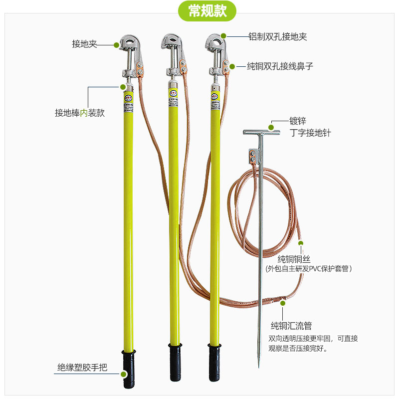 正品10KV高压户外挂钩螺旋压紧式接地线猴头接地棒线路接地线-图0