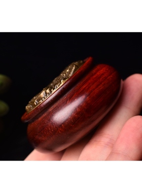 祝融珍品·大叶紫檀木·金蟾聚宝盆·招米进宝双面旋转紫檀手把件