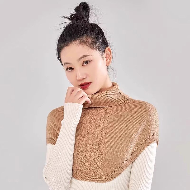 休闲高领针织假领子女套头围脖保暖护颈椎纯色针织围脖披肩,淘宝优惠券,粉丝福利购,淘宝优惠卷