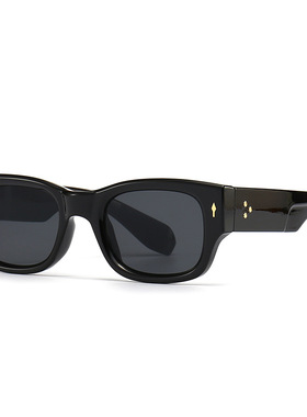 跨境欧美窄小框方形铆钉墨镜潮流街拍摩登魅力复古太阳镜