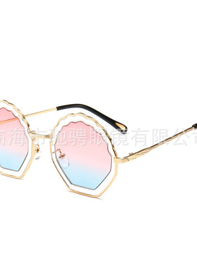 跨境扇贝形墨镜摩登复古欧美潮流街拍太阳镜