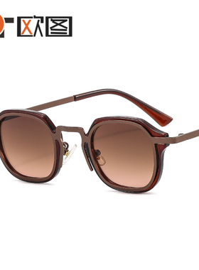T22016文艺清新方框金属pc混合太阳镜男女士朋克ins风网红墨镜