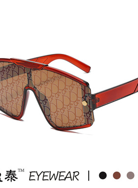 欧美潮流字母太阳镜连体镜片风镜男女款开车渐变时尚个性大框墨镜