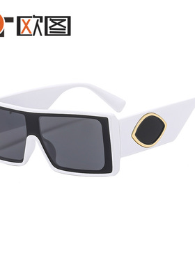 方框时尚男女士彩色太阳镜 连体镜片修脸百搭的欧美墨镜6102