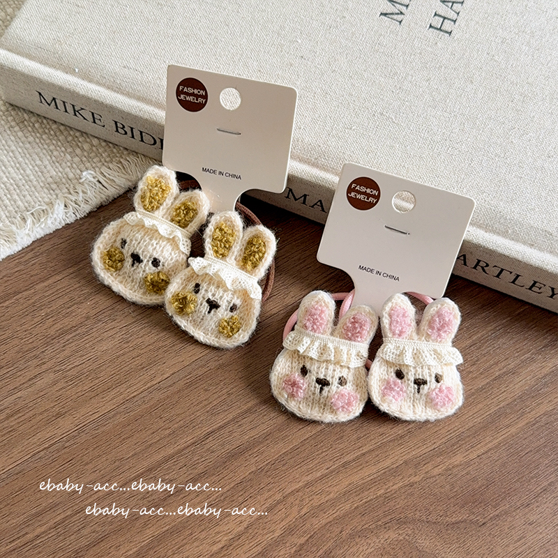 韩系森系儿童发夹可爱兔扎头发橡皮筋小揪揪发圈侧边碎发刘海BB夹 - 图1