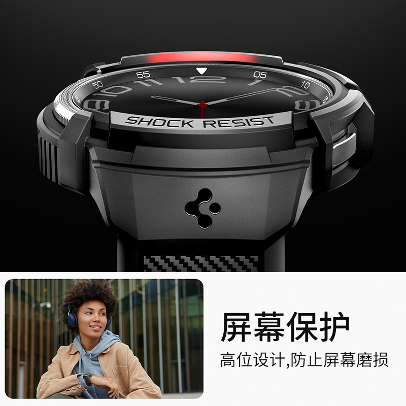 Spigen适用于三星Watch 6 Classic保护壳Galaxy手表Watch6户外防摔硅胶保护套43mm外壳47mm表带外壳一体软壳-图0