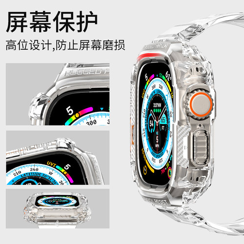 Spigen 适用苹果Apple Watch Ultra2/3手表保护壳Ultra透明保护套49mm户外防摔TPU防滑表带外壳一体软壳高档 - 图2