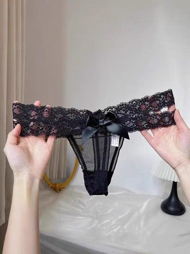蕾丝好看得要命！玫粉冰透感~纯欲蕾丝边性感内裤女~低腰交叉蕾丝 - 图3