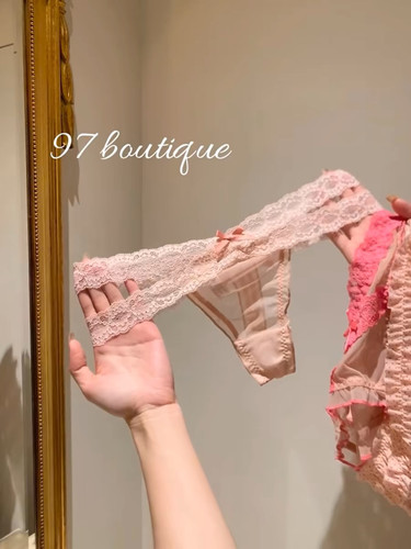 蕾丝好看得要命！玫粉冰透感~纯欲蕾丝边性感内裤女~低腰交叉蕾丝 - 图0
