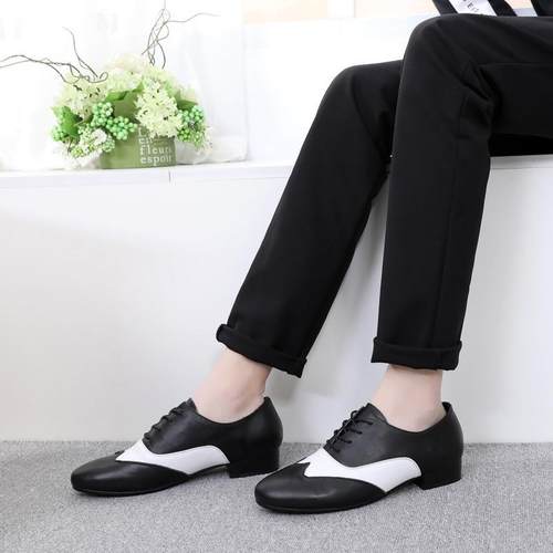 渝阳贝蒂舞蹈鞋男真皮软底四季广场舞爵士摩登拉丁国标交谊跳舞鞋 - 图0