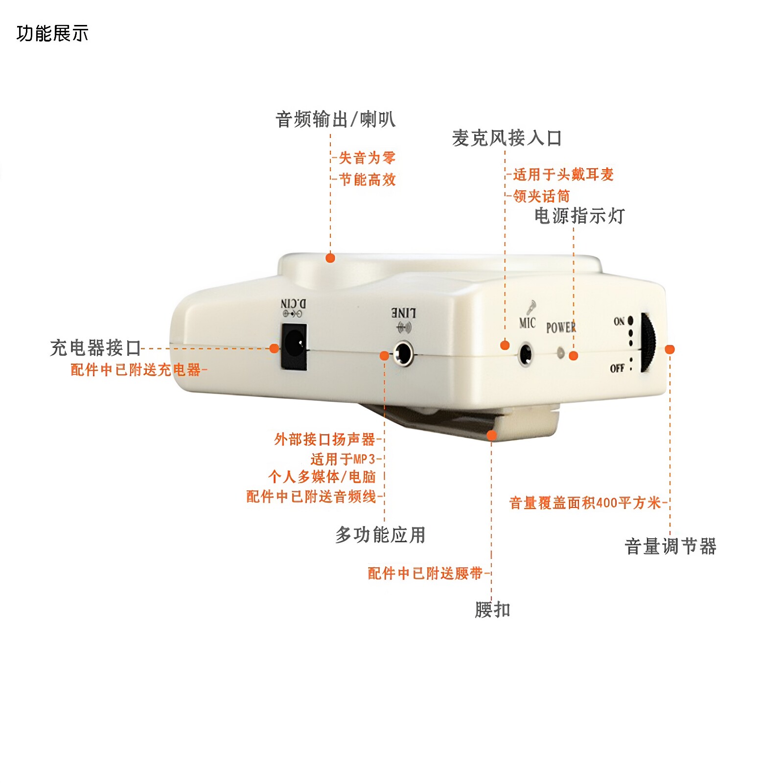 新在线 N74小扩音器教师专用蜜蜂教学随身耳麦话筒线导游喇叭户外
