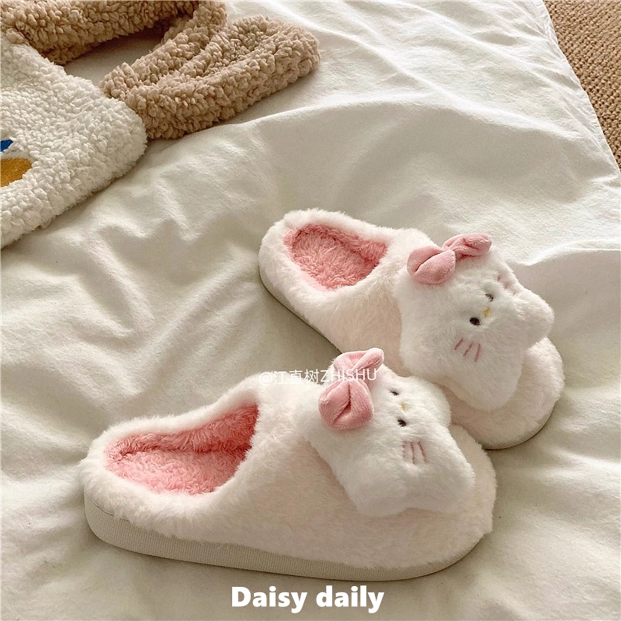 星星小猫~！软萌可爱奶呼呼居家包头棉拖鞋女ins冬季保暖毛毛拖鞋,淘宝优惠券,粉丝福利购,淘宝优惠卷