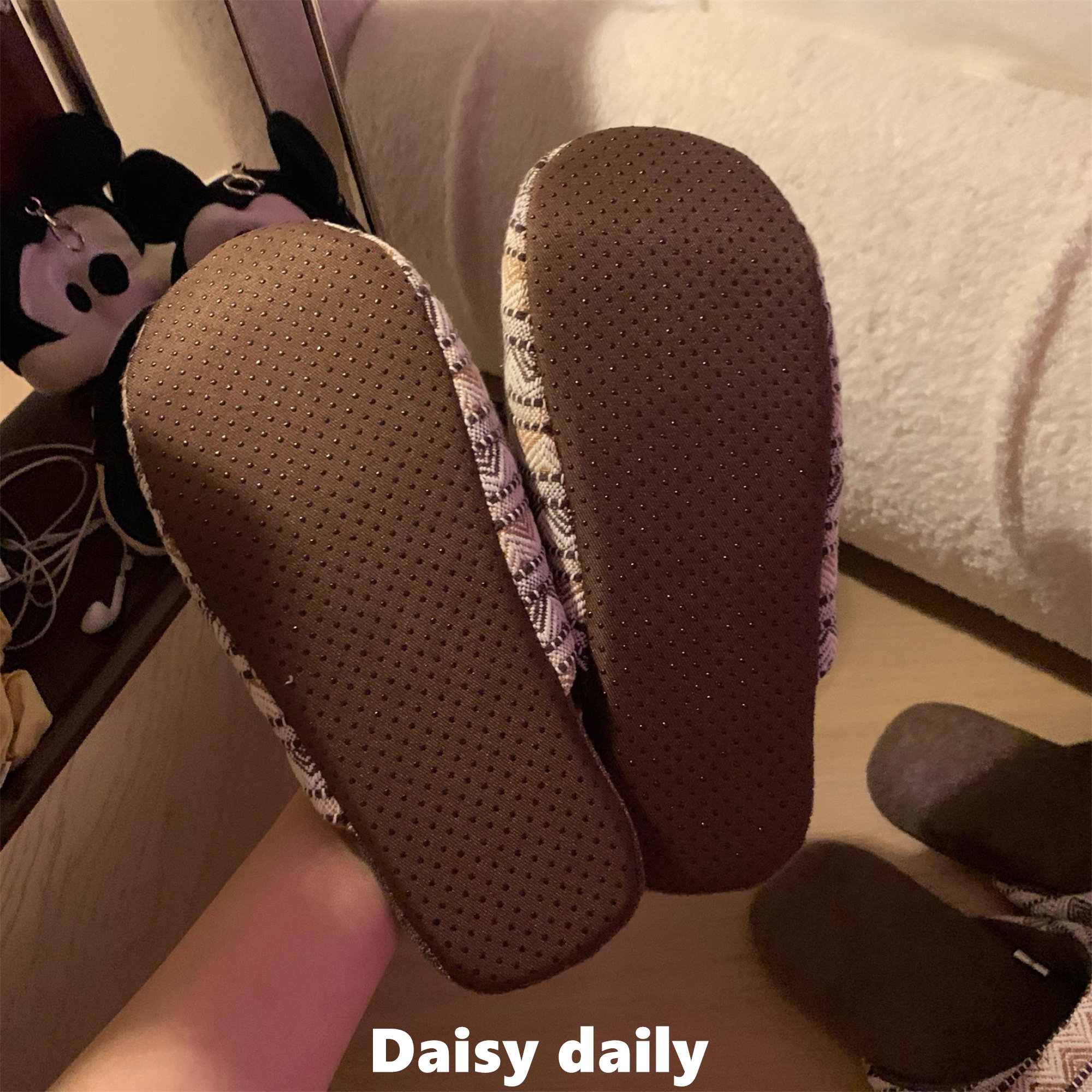 日剧生活~费尔岛地板亚麻拖鞋四季室内包头软底情侣地板秋冬棉拖,淘宝优惠券,粉丝福利购,淘宝优惠卷