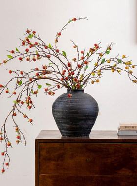 仿真树莓果枝插花仿生花艺摆件