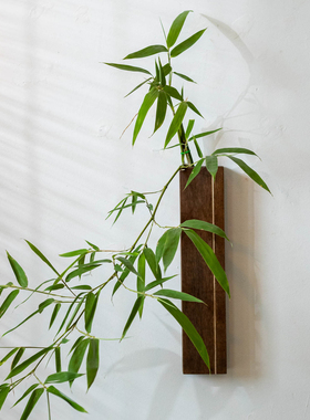 中式禅意壁挂墙面装饰花器实木
