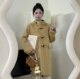 Bear's store 150 small Korean style college style horn buckle double-sided mid-length coat for women