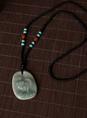 青瓷十二生肖项链吊坠挂件饰品