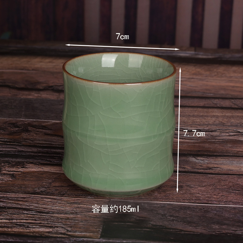 精品流转千年青瓷竹节办公杯六色陶瓷水杯家用泡茶杯酒店小酒杯-图2