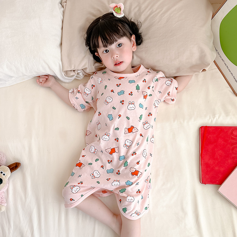 女童睡裙夏季防踢空调睡衣薄宝宝呼吸纯棉连体睡袍小孩家居服卡通,淘宝优惠券,粉丝福利购,淘宝优惠卷