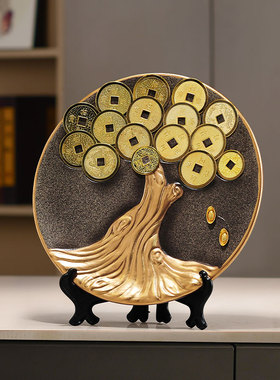 轻奢陶瓷摆盘摆件摇钱树摆盘