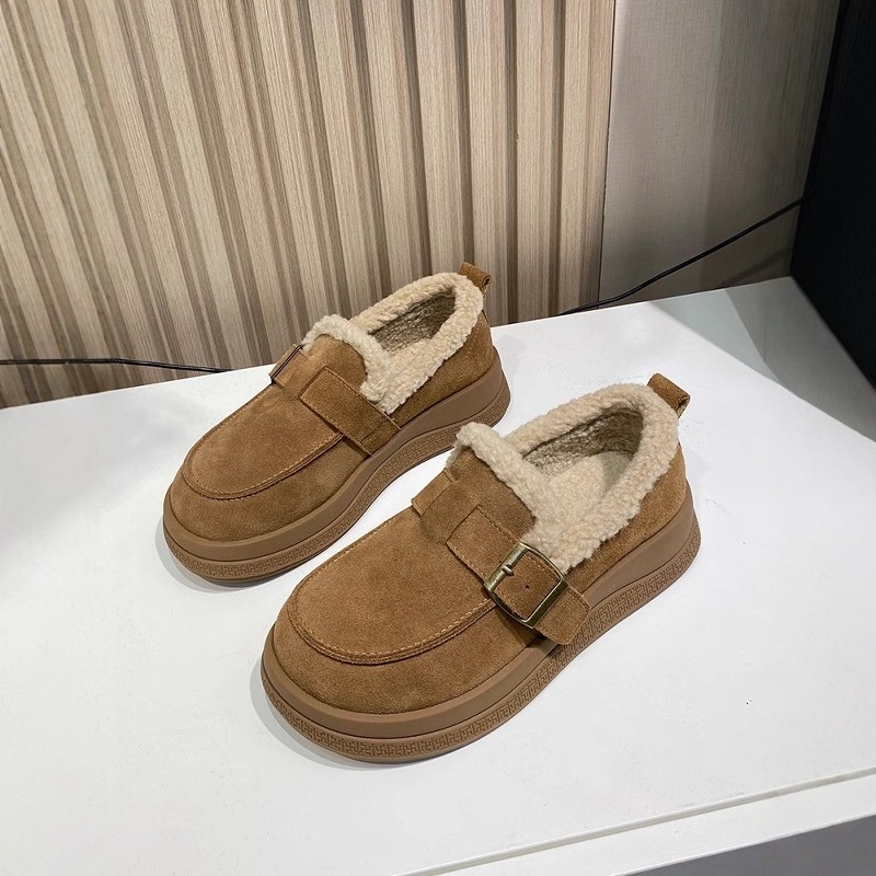 全包勃肯鞋女2026冬季新款真皮厚底孕妇豆豆鞋加绒保暖棉鞋乐福鞋,淘宝优惠券,粉丝福利购,淘宝优惠卷