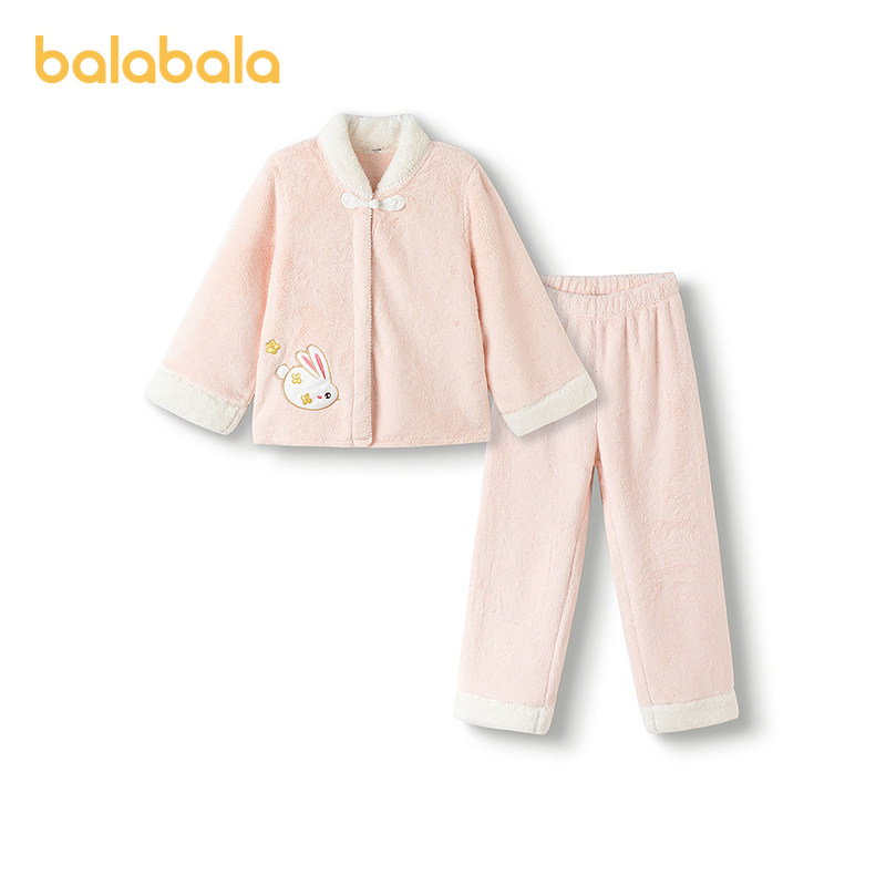 巴拉巴拉balaOne女童睡衣套装2025冬新款加厚法兰绒保暖国风盘扣,淘宝优惠券,粉丝福利购,淘宝优惠卷