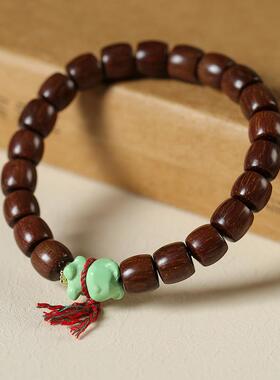 原料贡木直切桶珠DIY搭配菱镁矿可爱守护熊民族风男女情侣款手链